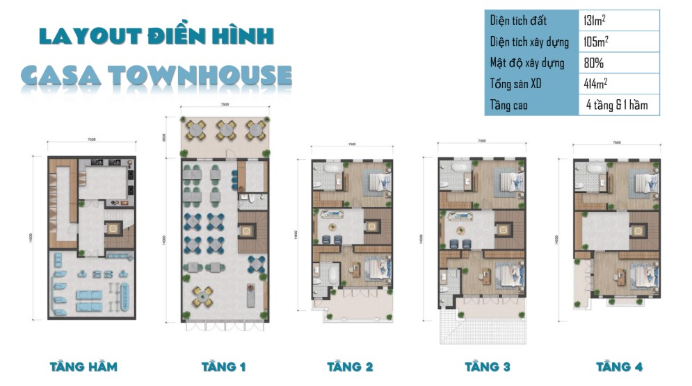 Layout điển hình Casa Townhouse